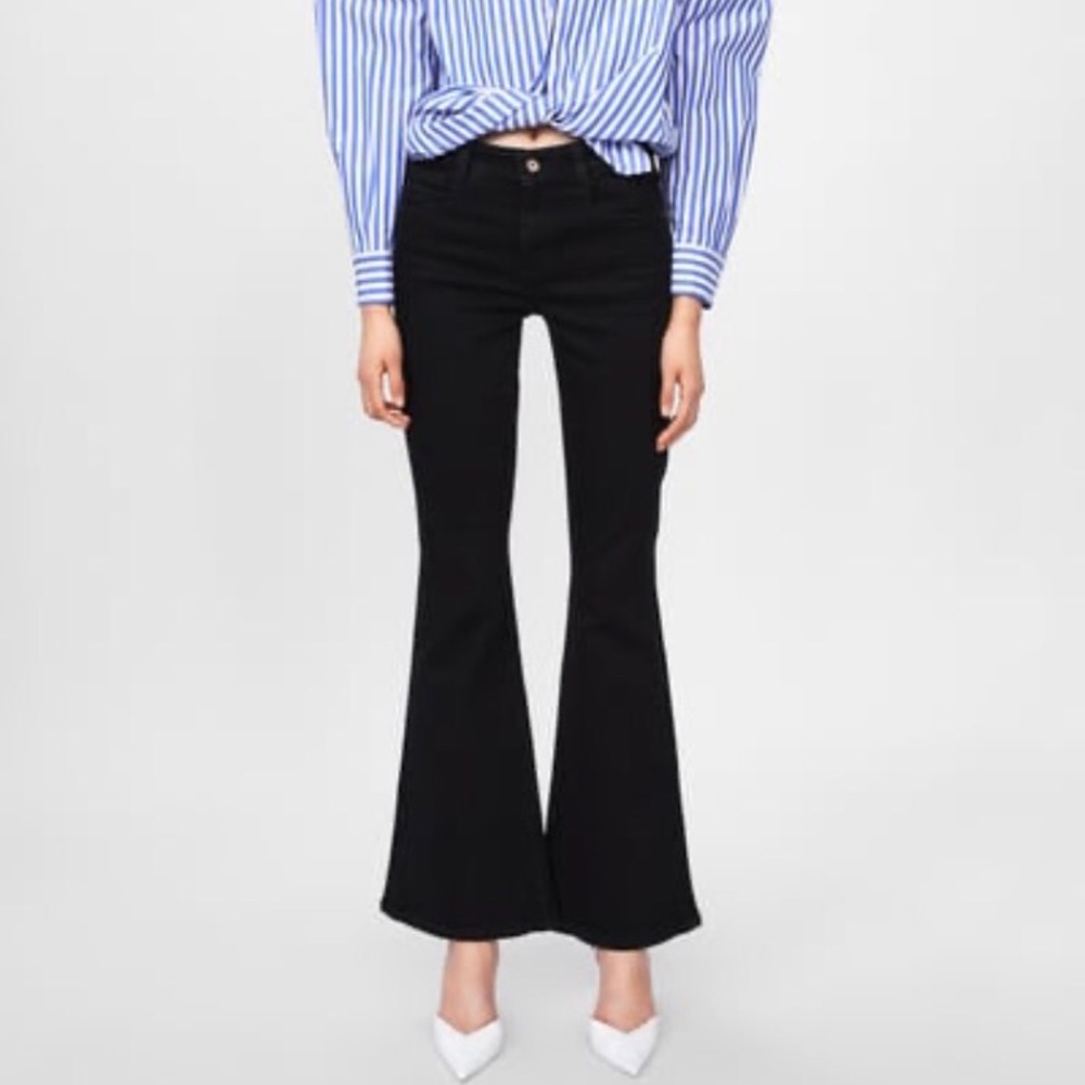 Zara cropped flare jeans